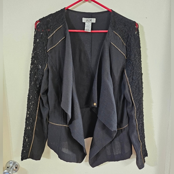 LaSeine Black Women's Lace Blazer - Picture 1 of 5